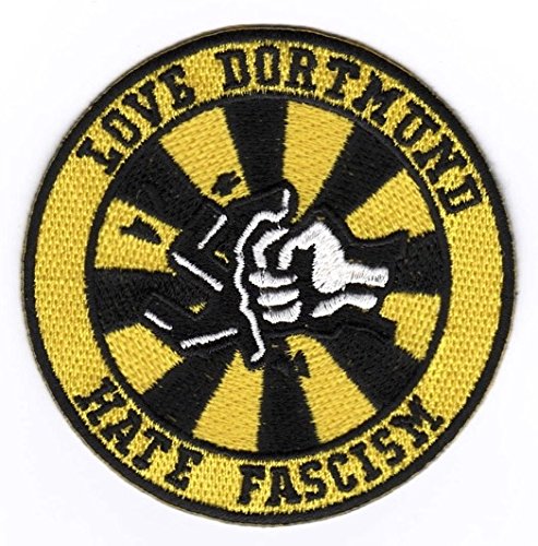 Dortmund Aufnäher / Bügelbild / Iron on Patch 'Love Dortmund - Hate Fascism'