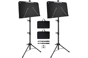Mdvora Sheet Music Stand, 2 Pack Adjustable Music Stand for Sheet Music, Music Sheet Stand Portable Folding with Carry bag Cl
