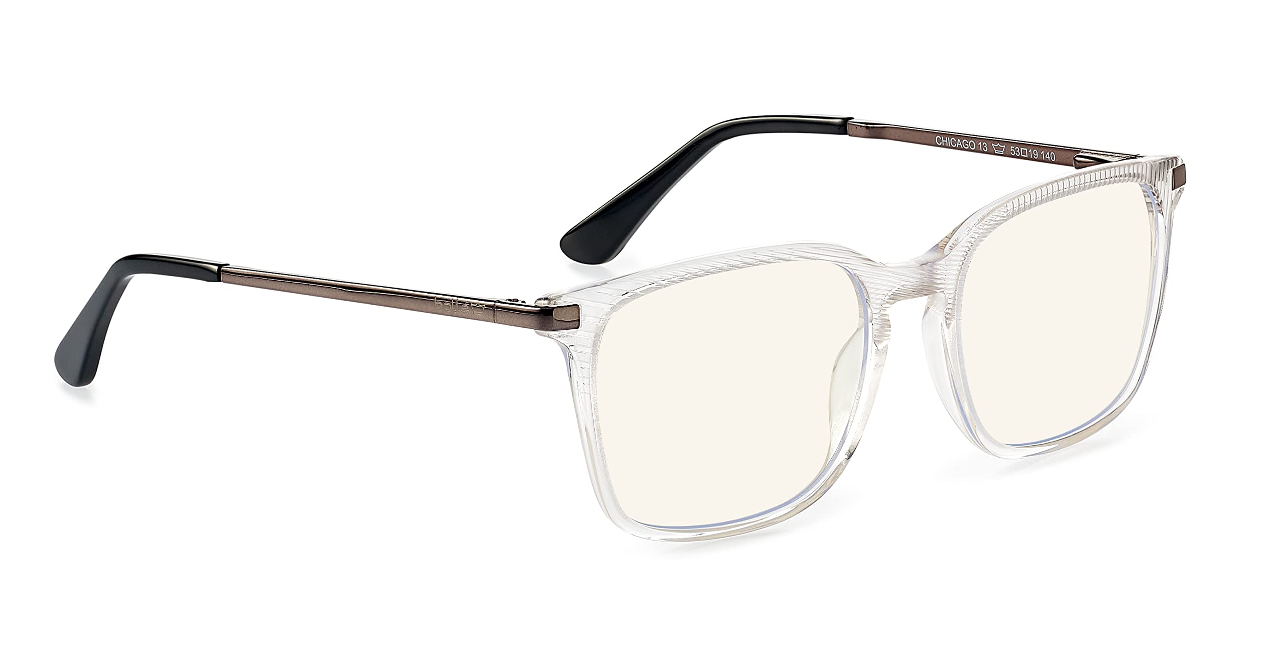 Bollé Safety PRBCHIC200 CHICAGO Contrast Glasses, Colourless PC Lens, PRB420 Technology, Blue Light Blocker, Glass Acetate Frame and Gunmetal for Men