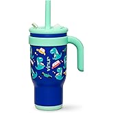 VINUR Kids Tumbler with Handle and Straw Lid |17 oz Stainless Steel Insulated Leak Proof Water Tumbler Mug for Kids Boys Girls 6+| Holder Friendly | Dinosaur