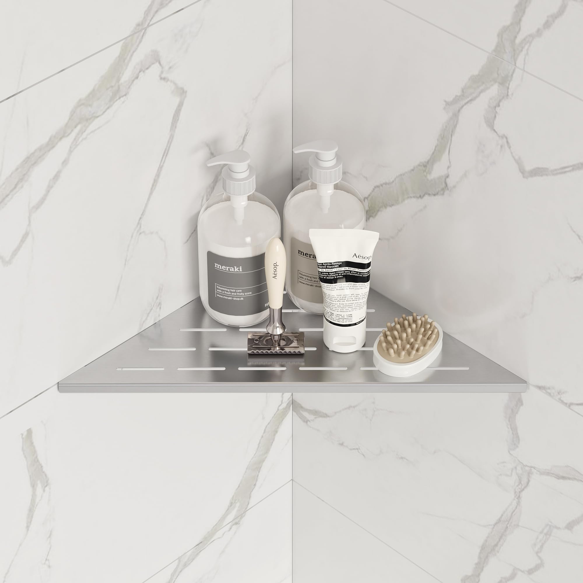 Neodrain Shower Corner Shelf Stainless Steel Shower Shelf Wall Mounted for Bathroom Kitchen, Brushed Nickel 254mm