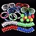 60 PCS LED Light Up Toys Glow in The Dark Party Supplies, Halloween Party Favors Kids Including 40 LED Finger Lights, 12 Flashing Bumpy Rings, 4 Bracelets 4 Flashing Slotted Shades Glasses