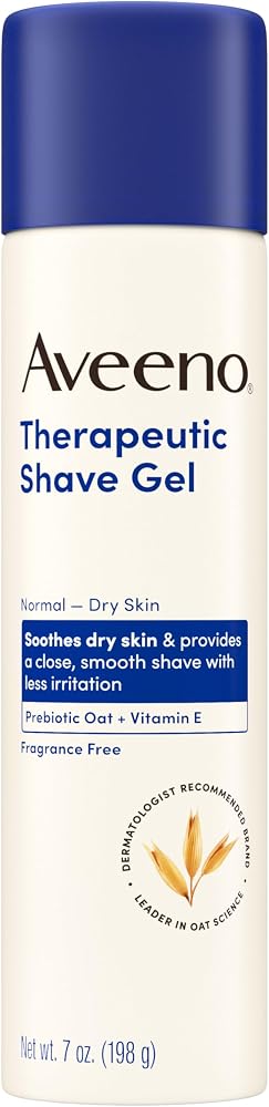Aveeno Therapeutic Shave Gel for Women & Men, Sensitive Skin Shaving Cream with Prebiotic Oat & Vitamin E, Helps Prevent Razo