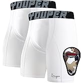 Youper Youth Boys Compression Shorts with Soft Protective Cup, Sliding Underwear for Baseball Football