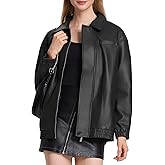 Womens Oversized Faux Leather Winter Bomber Jackets For Women Y2k Fashion Motorcycle Going Out Jacket Black XL