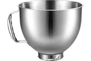 KITOART Stainless Steel Mixer Bowl for KitchenAid Artisan & Classic Series 4.5 Quart / 5 Quart Tilt-Head Stand Mixers, KSM150 Stainless Steel Bowl Replacement, Mixing Bowl for KitchenAid, Silver