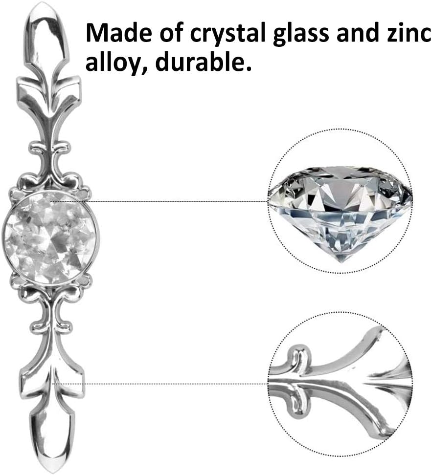 Diamond Shape Cabinet Pull Handle, Glass Diamond Crystal Dresser Knobs Drawer Furniture Pull Handle Cabinet Door (Pack of 4) - Image 4