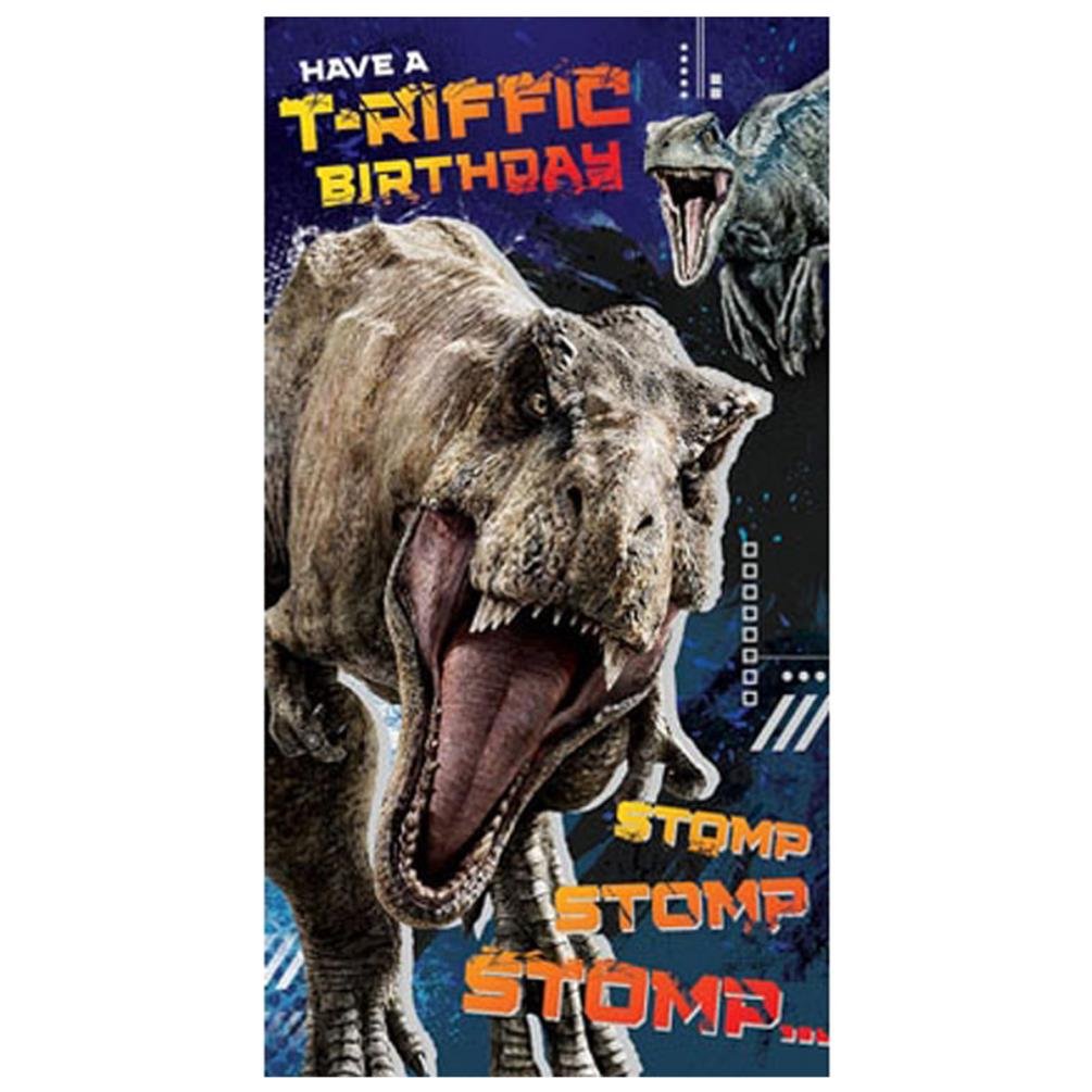 JURASSIC WORLD Card T-Riffic Birthday Card, Officially Licensed Birthday Card