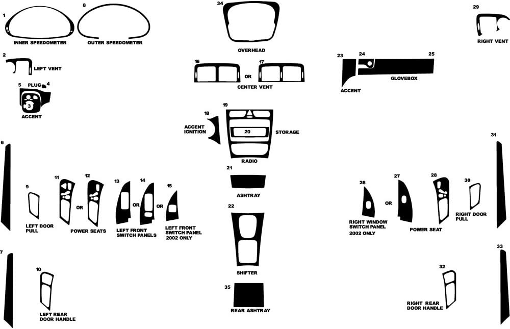 Rvinyl Rdash Dash Kit Decal Trim for Mercedes-Benz C-Class 2002-2004 (Sedan) - Wood Grain (Burlwood Matte)