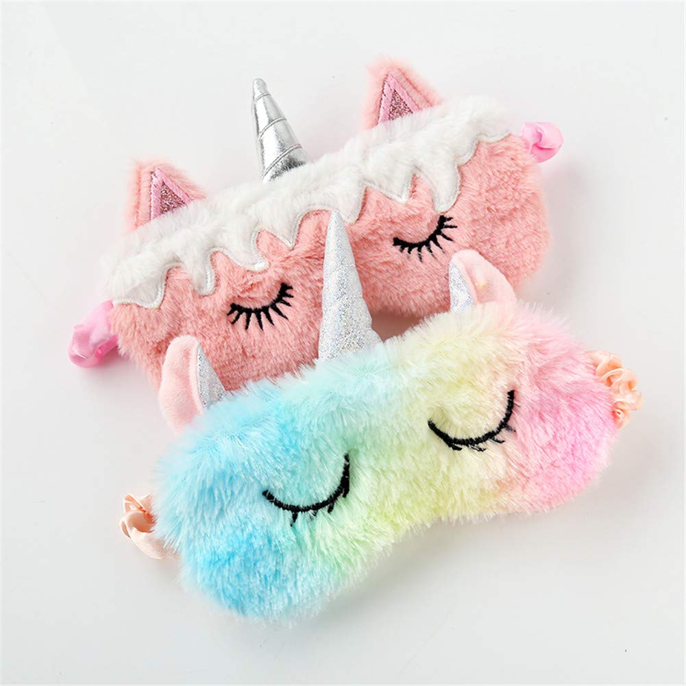 Cute Animal Sleeping Sleep Mask Soft Plush Blindfold Cute Rabbit Panda Koala Eye Cover Eyeshade for Kids Teens Girls Women (Unicorn Rainbow) : Beauty