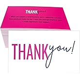 RXBC2011 Appreciation Thank You Cards Pink and Black Script Gratitude Notes Pack of 100