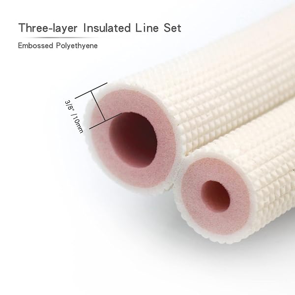 HANSUM MINI SPLIT LINE SET,3/8″ 5/8″ OD COPPER PIPES TUBING AND WHITE PE THICKENED INSULATED COIL WITH FLARED NUTS FOR MINI SPLIT AIR CONDITIONER HVAC OR HEAT PUMP SYSTEM (50FT(3/8+5/8))