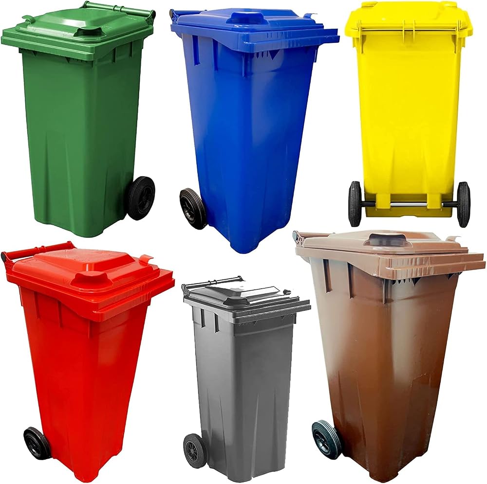 STORM 140L Wheelie Bin Grey with Wheels & Lid for Home & Work