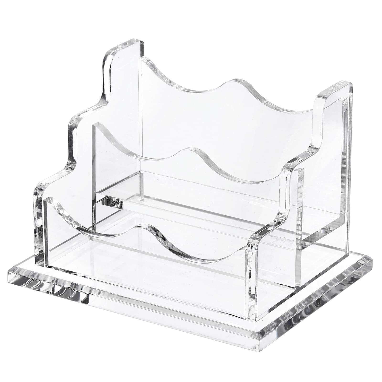 YOKIVE Acrylic Business Card Holders, 2 Slots Business Card Display, Cards Holders Organizer, Great for Office, Desktop (Clear, 4.72 X3.54-Inch)