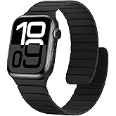 Sixmoat Magnetic Silicone Bands Compatible with Apple Watch 42mm(Series 11/10) 41mm 40mm 38mm, Sport Wristband for Men Women Compatible with iWatch SE Series 11 10 9 8 7 6 5 4 3, Black