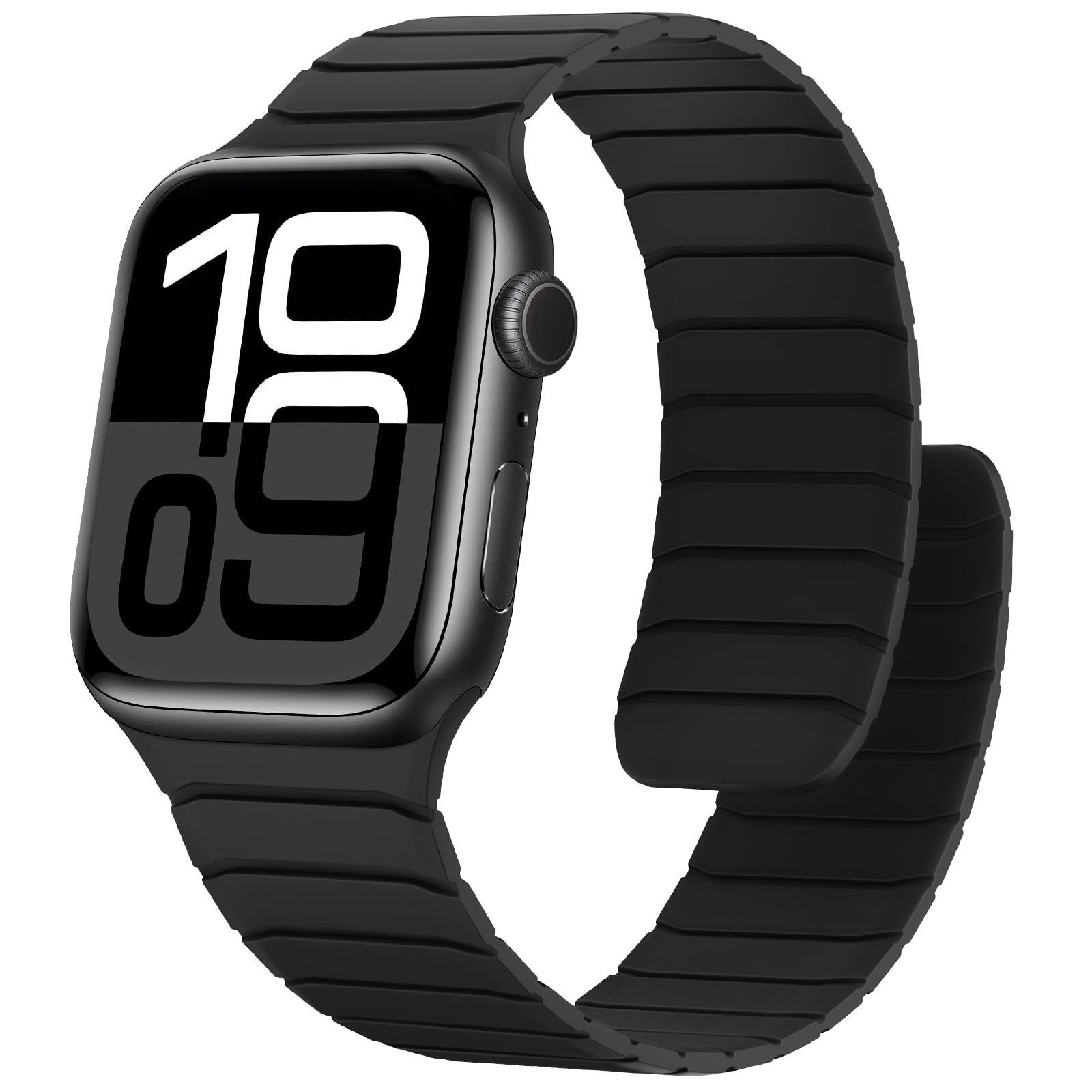 Photo 1 of Sixmoat Magnetic Silicone Bands Compatible with Apple Watch 42mm(Series 10) 41mm 40mm 38mm, Soft Sport Wristband for Men Women Compatible with iWatch Ultra SE Series 10 9 8 7 6 5 4 3, Black