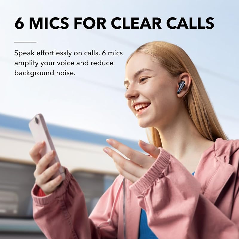 Soundcore by anker liberty 4 nc fones de ouvido bluetooth sem fio, 98,5% de redução de ruído, cancelamento de ruído adaptável aos ouvidos e ao ambiente, áudio de alta resolução, 50 horas, carregamento sem fio, bluetooth 5.3