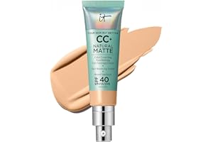 IT Cosmetics CC+ Cream Natural Matte Foundation with SPF 40 - Shine-Reducing & Long-Wear Full Coverage Foundation For Oily Skin - With Hyaluronic Acid - Fragrance Free & Non-Comedogenic - 1.08 fl oz