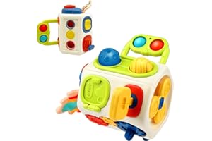 WANGFCL 8 in 1 Busy Cube Baby & Toddler Toys, Montessori Sensory Toys for Toddlers 2 3 Year Old, Fidget Busy Board Learning Toys, 18 Month Old Toys Travel Toys