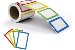 MFLABEL® Colorful Plain Name Tag Labels - 200 Stickers, 3.5 x 2.25 Inch, Colorful Border Name Tags for Office, Meetings, School, Home, Events, and Parties