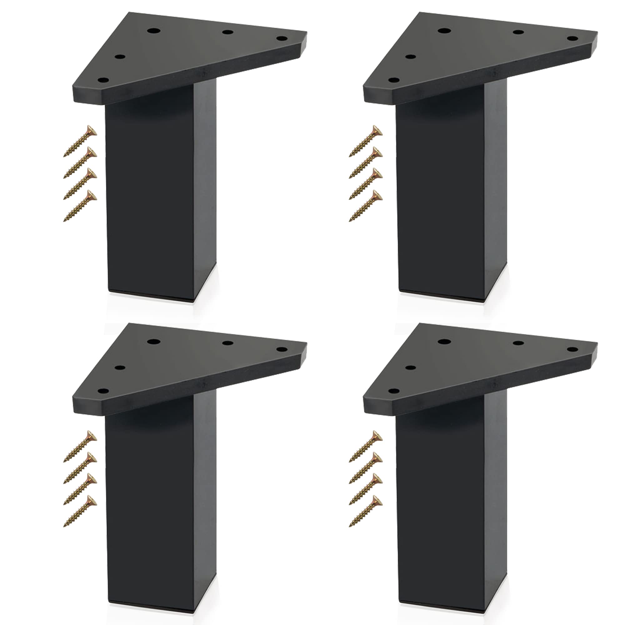 Kukicu ✮ Furniture Legs ✮ Set of 4 Legs, Screws Included – Black Colour - Height: 4 inches/10 cm – DIY Table Legs (Set of 4) (Set of 4: 8 cm)
