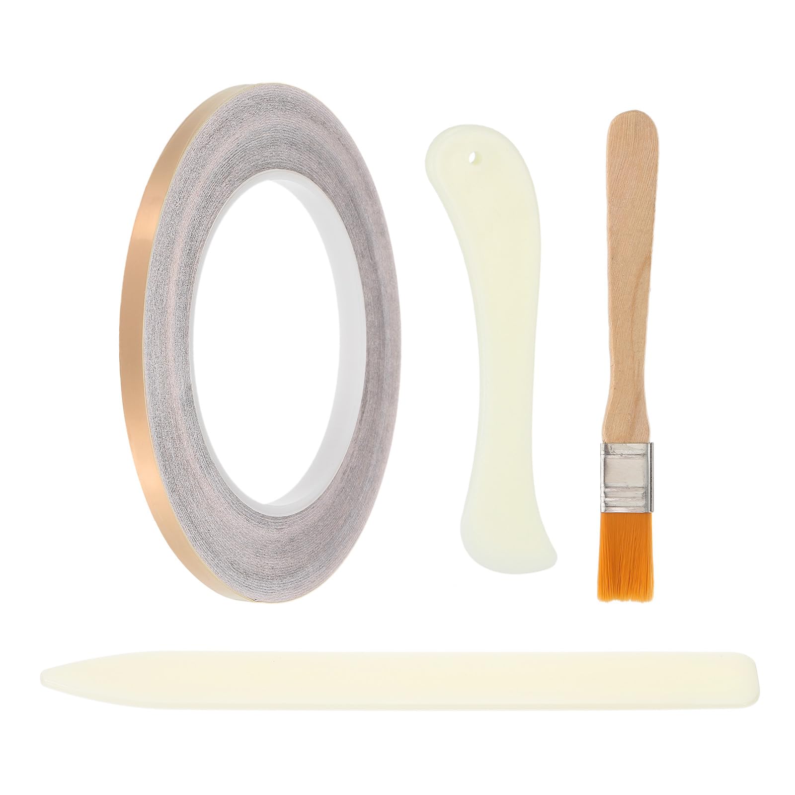 PATIKIL 36 Yard 1/4 Inch Copper Foil Tape, Black Back Copper Tape with Single-Sided Conductive Stained Glass Foil Tool with Scraper and Brush for Stained Tools DIY Crafting