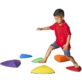 GONGE River Stones - The Original Kids Play Stepping Stones for Balance and Coordination, Non-Slip bottom, Stackable, for Indoor and Outdoor, Set of 6 - Vibrant