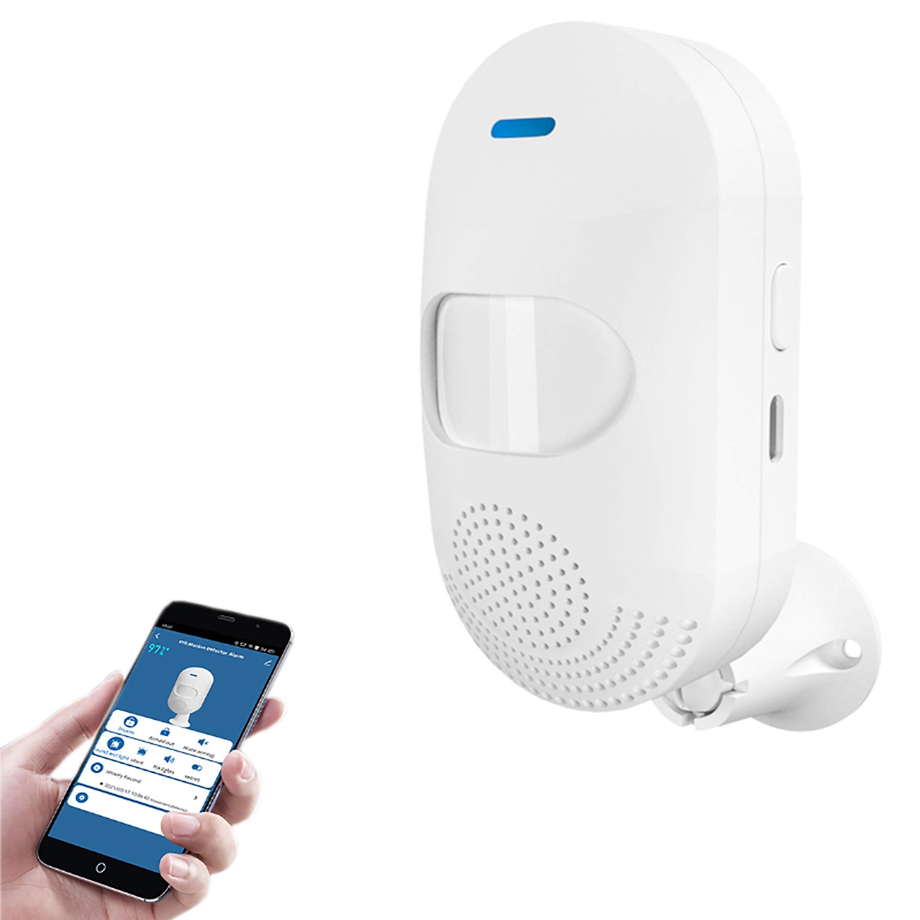 Smart Motion Sensor, WiFi Wireless Security sound and light alarm Alarm,with Free Notification Tuya APP Control Home Security Pir Motion Detector, Compatible with Alexa, Siri