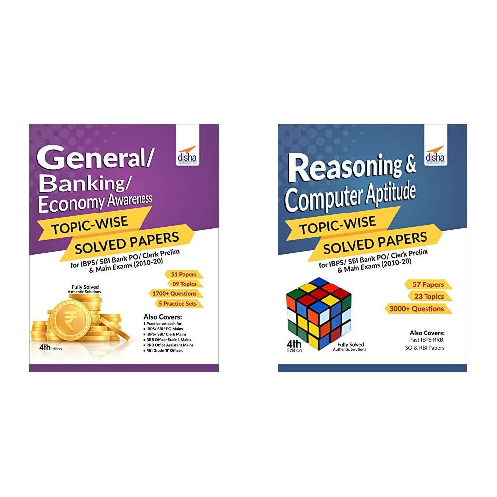 General Awareness, Banking & Economy Topic-wise Solved Papers &+Reasoning Ability Topic-wise Solved Papers for IBPS/ SBI Bank PO/ Clerk Prelim & Main Exam (2010-20) (Set of 2 Books)(New Edition)