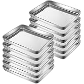 Voittozege 12 Pcs Stainless Steel Baking Sheet Pan Set, 9 x 7 x 1 Inch Stainless Steel Baking Tray Cookie Sheet Baking Pan Metal Baking Pan Oven Tray Cake Toaster for Baking,Dishwasher Safe
