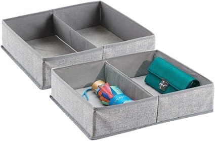 Mdesign Boite De Rangement Pour Armoire Ou Tiroir Avec 2 Compartiments Lot De 2 Boite De Rangement Tissu Ideale Panier De Rangement Flexible Gris Amazon Fr Cuisine Maison