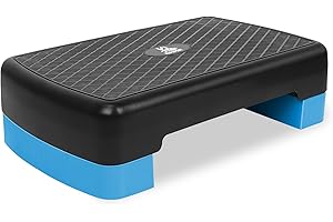 HOOKUNG Height-Adjustable 4"-6" Step Aerobics Platform Fitness Equipment Stepper Trainer Exercise Step Platform with 2 Riser