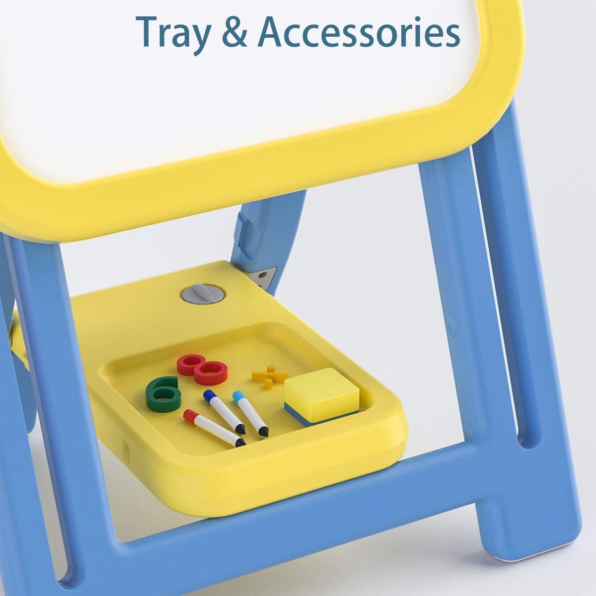 mloong Instant Kids Easel, Height Adjustable Art Easel, Magnetic Dry Erase Board with 16 pcs Number Magnets, Standing Drawing Whiteboard with 8 pcs Watercolor Pen for Toddlers (Yellow): Home & Kitchen