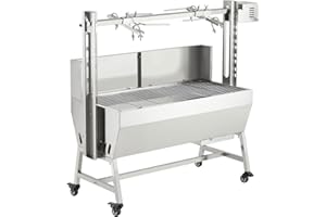 Stainless Steel Electric Rotisserie Grill for Whole Pig & Lamb, Charcoal Spit Roaster with 52W Motor, Wind Screen & Lockable 