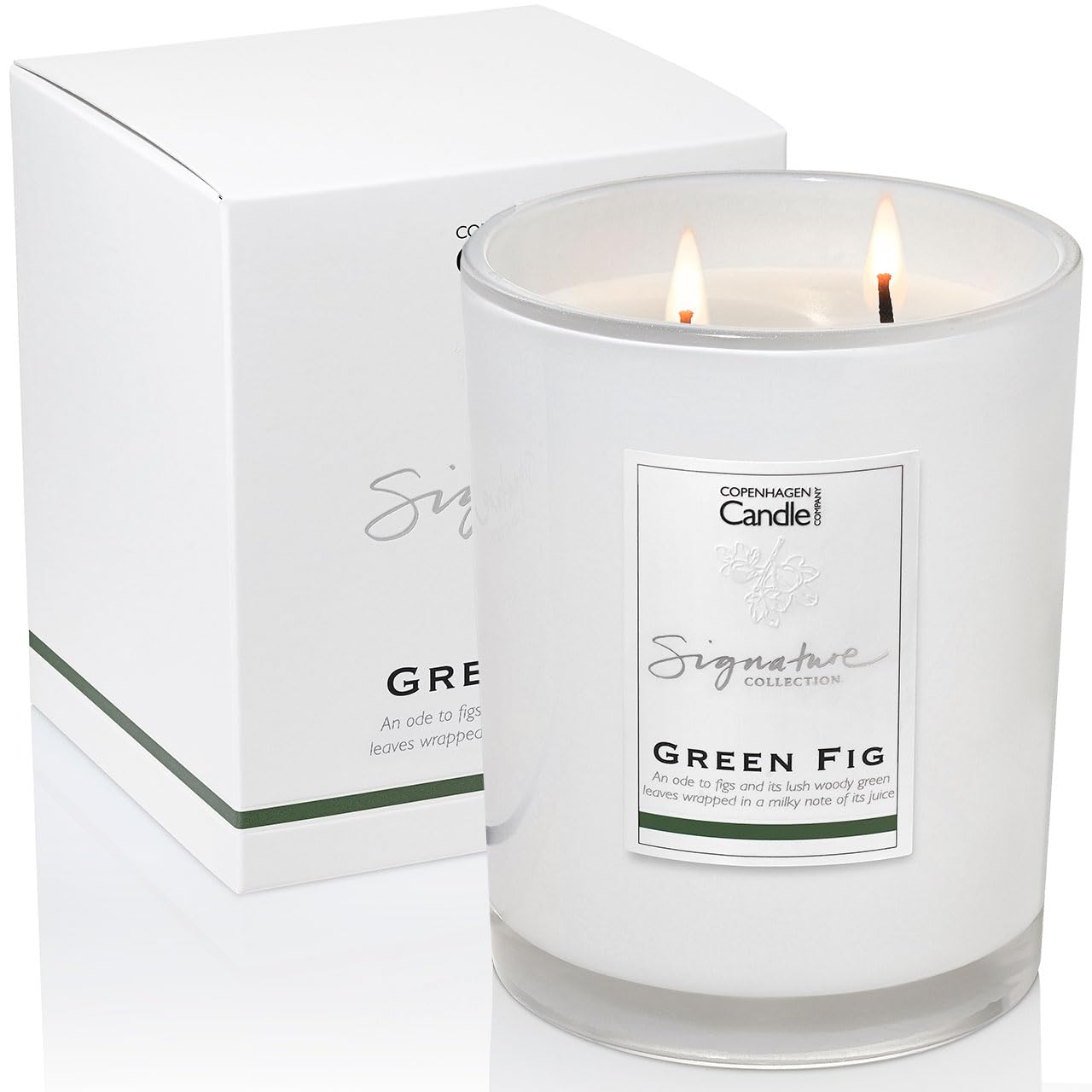 Luxury Scented Candles Gifts for Women | Natural Wax Blend | 65 Hours Burn time | Hotel Collection | The Copenhagen Company - Green Fig (21oz)