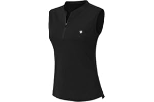 YSENTO Women's Dry Fit Tennis Golf Shirts 1/4 Zip Sleeveless Collarless UPF 50+ Yoga Gym Workout Tops Shirts