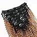 Sassina Seamless Double Wefts Kinky Curly Clip In Human Hair Extensions Ombre Two Tone Natural Black Fading to Strawberry Blonde 120 Grams 7pcs per lot with 17 Clips KC TN27 16 Inch