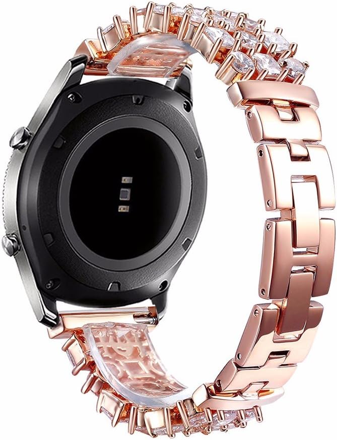 Samsung Gear S3 Band, Dahase Diamond iWatch Bling Bracelet Wristband Jewelry Rhinestone Watch Band for Samsung Galaxy Gear S3 Frontier Stainless Steel Link Strap for Gear S3 Classic Rose-Gold