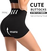 Runmeihe Women's High Waisted Shorts Anti Chafing Yoga Gym Mini Shorts Black view 4