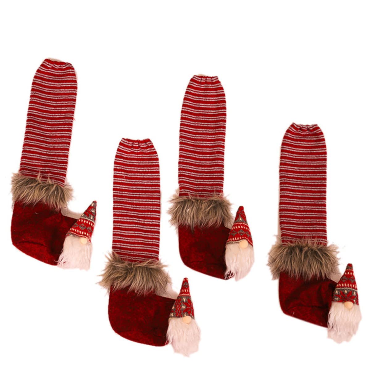 Artibetter 4pcs Christmas Table Leg Chair Cover Furniture Feet Floor Protectors Christmas Chair Leg Socks Xmas Table Leg Covers Gnome Chair Leg Covers Christmas Banquet Linen Sleeves Stool