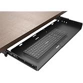 JINGCHENGMEI Large Under Desk Slide-Out Keyboard Tray, 27 x 9.8 inch | Metal Platform Sliding Pull-Out Computer Drawer for Typing, Black