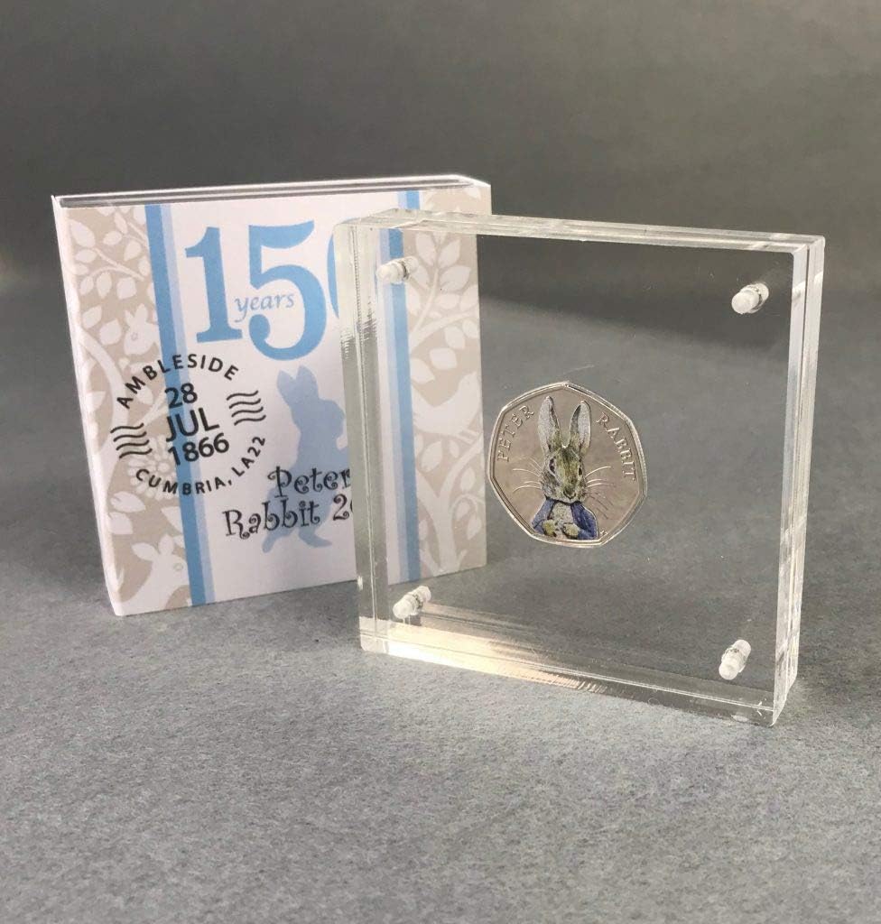 Peter Rabbit 50p Coin 2016 Beatrix Potter, Silver Proof Style Display, Uncirculated Plain