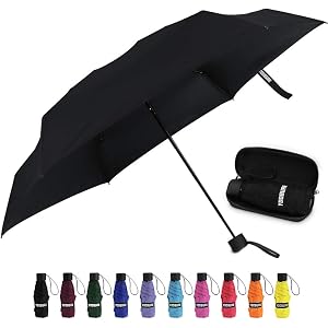 Yoobure Mini Travel Umbrella with Case, Compact Folding Umbrella | Lightweight Pocket Size Design, UV Protection for Rain & S