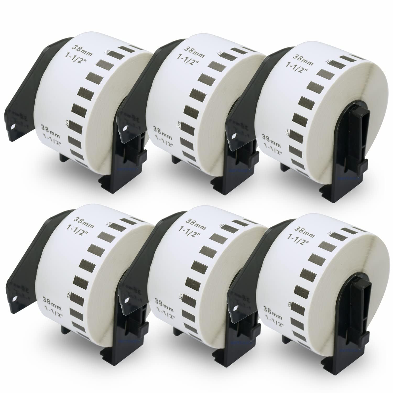 BETCKEY - 6 Rolls DK-22225 Labels, 38mm x 30.48m, 6 Continuous Paper Labels Compatible with Brother QL Label Printers