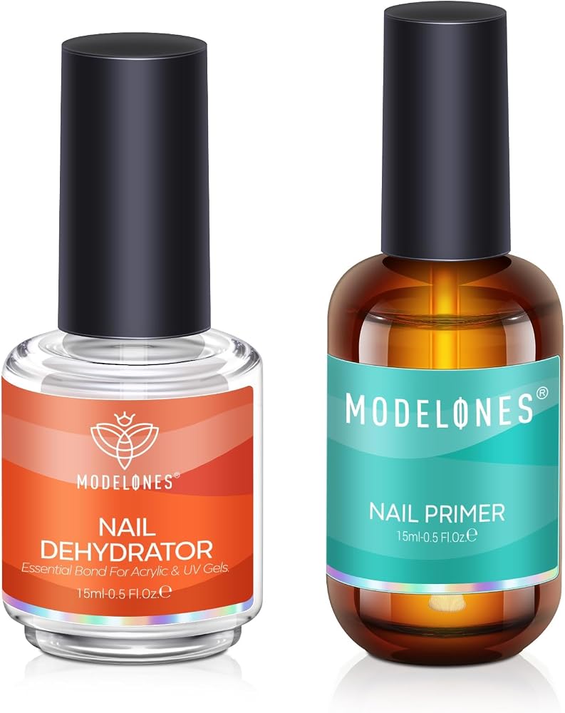modelones Nail Dehydrator and Primer, Acid Free Prep Kit for Base Coat | Natural Hema-Free dehydrator & Bond Primer Prep Kit,