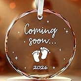 2026 Glass Christmas Hanging Ornament,Baby Coming Soon,Baby Pregnancy Announcement for Husband,Grandparents,Family (Come-Baby)