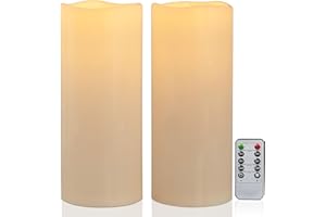 Yongmao 12" x 5" Waterproof Outdoor Flameless Candles Battery Operated LED Flickering Pillar Candles with Remote and Timer for Indoor Outdoor Lanterns, Long Lasting, Ivory Large, Set of 2