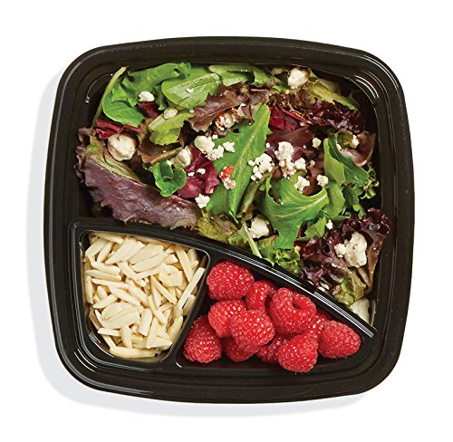 PLACON Fresh'n Clear Selectables 9″ Kit: 32 oz Black Plastic Base with 2-Compartment Black Insert and Flat Clear Overcap Lid, (50 SETS), PET Material - Thumbnail 5