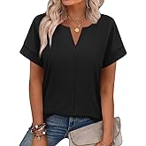 WIHOLL Womens Summer Tops 2026 Short Sleeve V Neck T Shirts Fashion Beach Vacation Clothes Business Casual Outfits