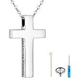 XIUDA 925 Sterling Silver Cremation Jewelry Memorial Cross Urn Necklace for Ashes Keepsake Urns Pendant Necklace for Men Women